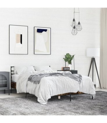 vidaXL Bed Frame without Mattress Smoked Oak 120x190 cm
