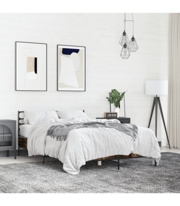 vidaXL Bed Frame without Mattress Smoked Oak 135x190 cm