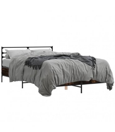 vidaXL Bed Frame without Mattress Smoked Oak 135x190 cm