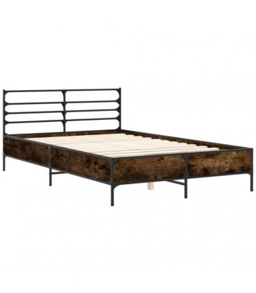 vidaXL Bed Frame without Mattress Smoked Oak 135x190 cm