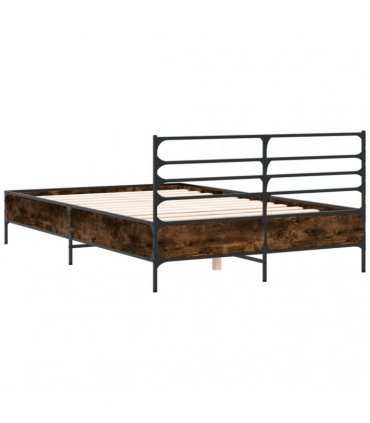 vidaXL Bed Frame without Mattress Smoked Oak 135x190 cm
