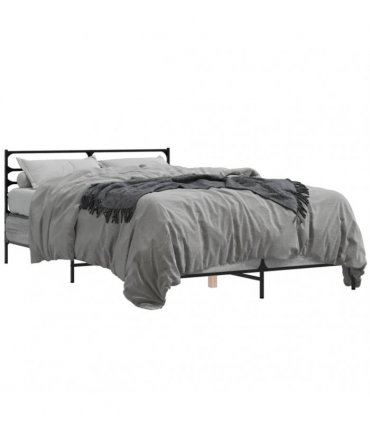 vidaXL Bed Frame without Mattress Grey Sonoma 135x190 cm