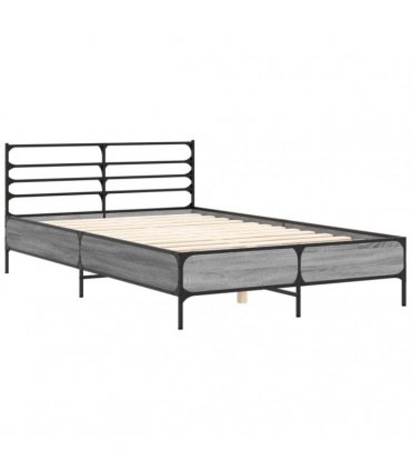 vidaXL Bed Frame without Mattress Grey Sonoma 135x190 cm