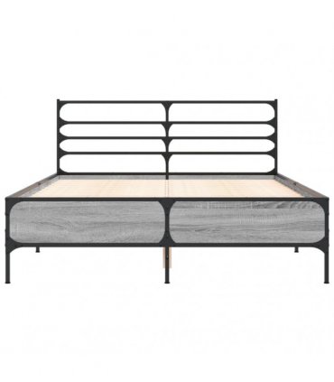 vidaXL Bed Frame without Mattress Grey Sonoma 135x190 cm