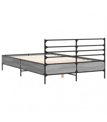vidaXL Bed Frame without Mattress Grey Sonoma 135x190 cm