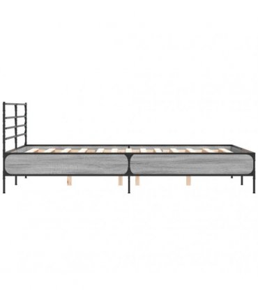 vidaXL Bed Frame without Mattress Grey Sonoma 135x190 cm