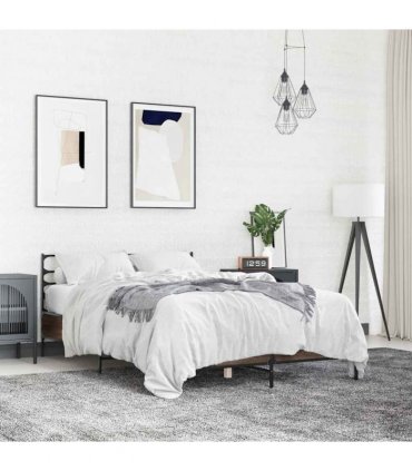 vidaXL Bed Frame without Mattress Brown Oak 135x190 cm