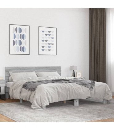 vidaXL Bed Frame without Mattress Grey Sonoma 200x200 cm