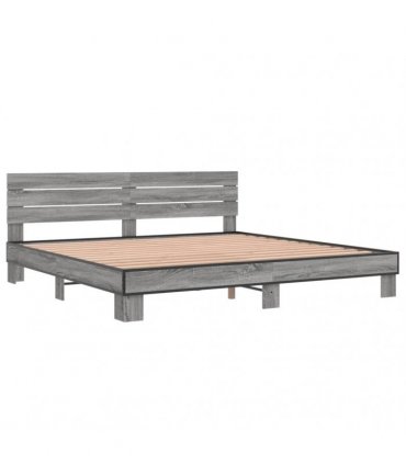 vidaXL Bed Frame without Mattress Grey Sonoma 200x200 cm