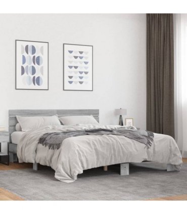 vidaXL Bed Frame without Mattress Grey Sonoma 150x200 cm