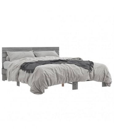 vidaXL Bed Frame without Mattress Grey Sonoma 150x200 cm