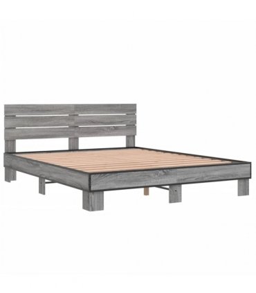 vidaXL Bed Frame without Mattress Grey Sonoma 150x200 cm