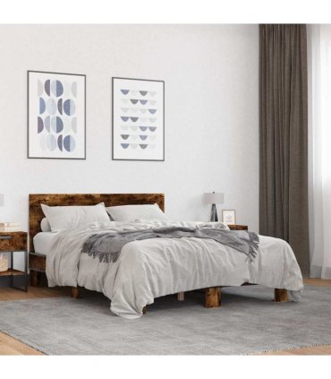 vidaXL Bed Frame without Mattress Smoked Oak 120x200 cm