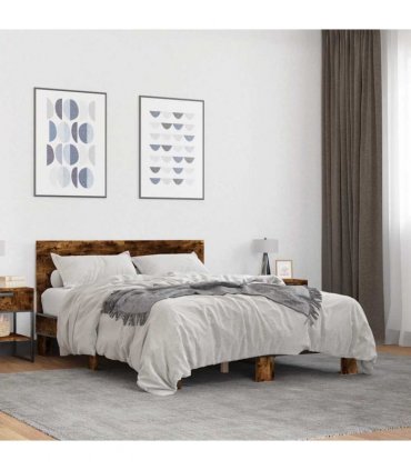 vidaXL Bed Frame without Mattress Smoked Oak 120x190 cm