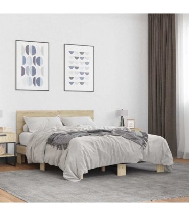 vidaXL Bed Frame without Mattress Sonoma Oak 140x190 cm