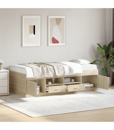 vidaXL Daybed with Drawers without Mattress Sonoma Oak 100x200 cm