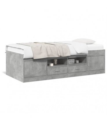 vidaXL Daybed with Drawers without Mattress Concrete Grey 100x200 cm