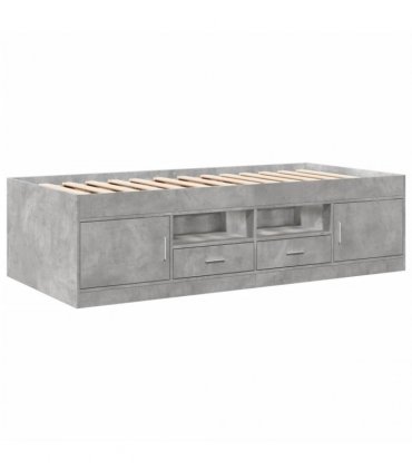 vidaXL Daybed with Drawers without Mattress Concrete Grey 100x200 cm