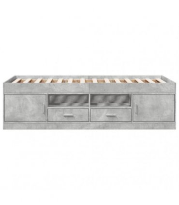 vidaXL Daybed with Drawers without Mattress Concrete Grey 100x200 cm