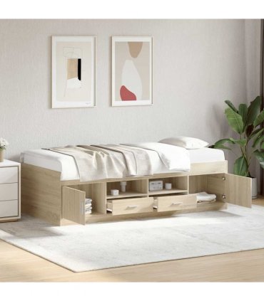 vidaXL Daybed with Drawers without Mattress Sonoma Oak 90x190 cm