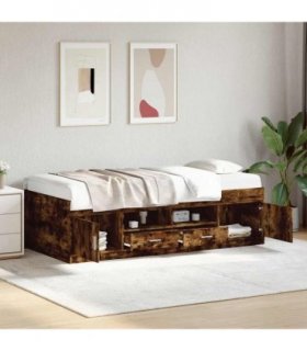vidaXL Daybed with Drawers without Mattress Smoked Oak 90x190 cm