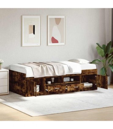 vidaXL Daybed with Drawers without Mattress Smoked Oak 90x190 cm