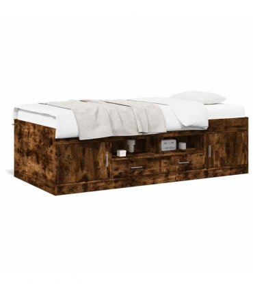 vidaXL Daybed with Drawers without Mattress Smoked Oak 90x190 cm