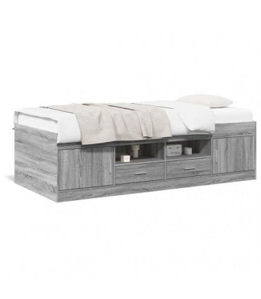 vidaXL Daybed with Drawers without Mattress Grey Sonoma 75x190 cm