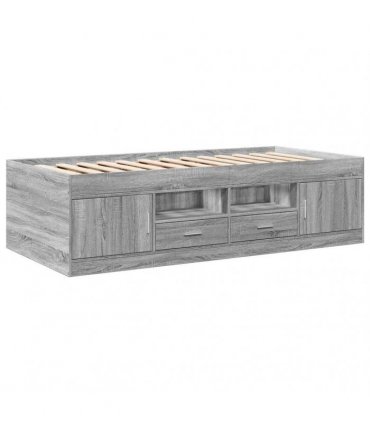vidaXL Daybed with Drawers without Mattress Grey Sonoma 75x190 cm