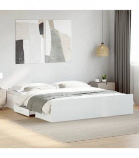 vidaXL Bed Frame with Drawers without Mattress White 200x200 cm
