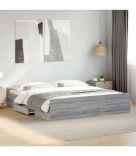 vidaXL Bed Frame with Drawers without Mattress Grey Sonoma 200x200 cm