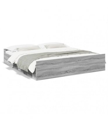 vidaXL Bed Frame with Drawers without Mattress Grey Sonoma 200x200 cm