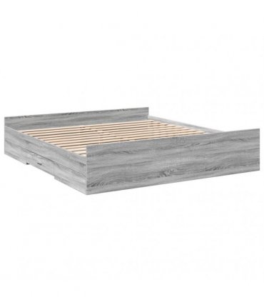 vidaXL Bed Frame with Drawers without Mattress Grey Sonoma 200x200 cm
