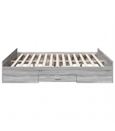vidaXL Bed Frame with Drawers without Mattress Grey Sonoma 200x200 cm