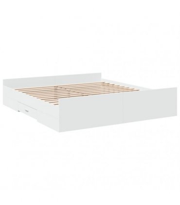 vidaXL Bed Frame with Drawers without Mattress White 180x200 cm