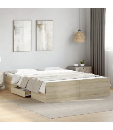 vidaXL Bed Frame with Drawers without Mattress Sonoma Oak 160x200 cm