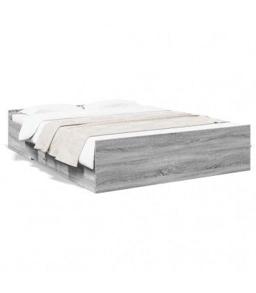 vidaXL Bed Frame with Drawers without Mattress Grey Sonoma 160x200 cm