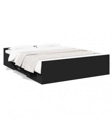 vidaXL Bed Frame with Drawers without Mattress Black 150x200 cm