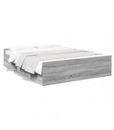 vidaXL Bed Frame with Drawers without Mattress Grey Sonoma 150x200 cm