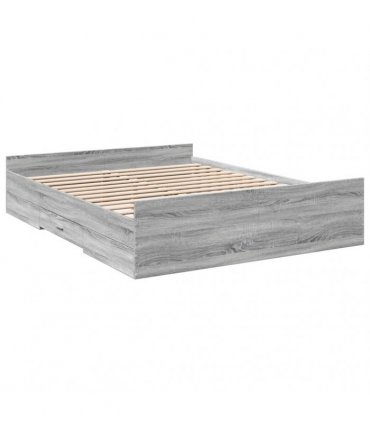 vidaXL Bed Frame with Drawers without Mattress Grey Sonoma 150x200 cm