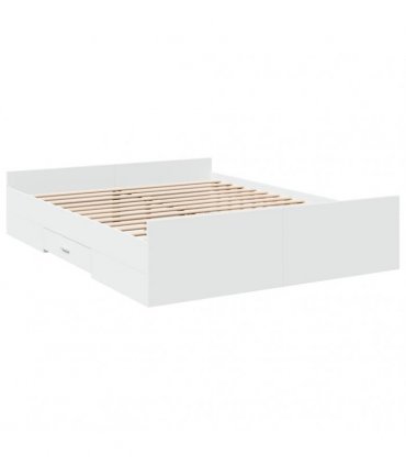 vidaXL Bed Frame with Drawers without Mattress White 140x200 cm