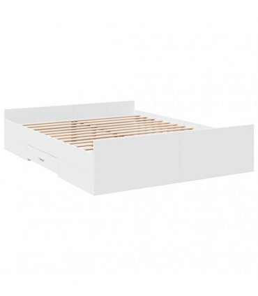 vidaXL Bed Frame with Drawers without Mattress White 140x200 cm