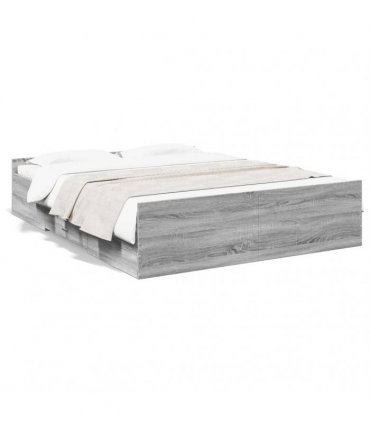vidaXL Bed Frame with Drawers without Mattress Grey Sonoma 140x200 cm