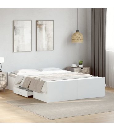 vidaXL Bed Frame with Drawers without Mattress White 140x190 cm