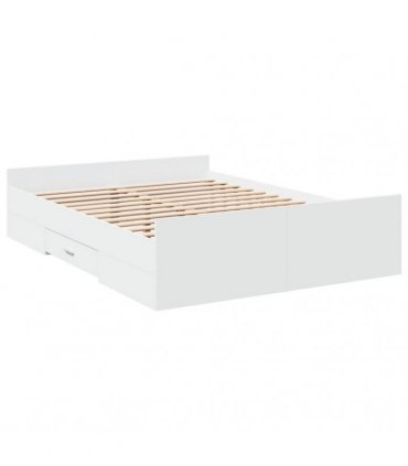 vidaXL Bed Frame with Drawers without Mattress White 140x190 cm