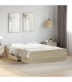 vidaXL Bed Frame with Drawers without Mattress Sonoma Oak 140x190 cm