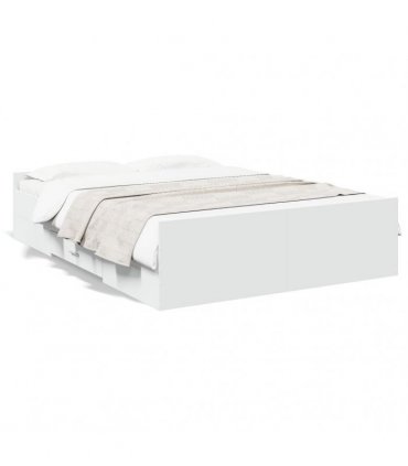 vidaXL Bed Frame with Drawers without Mattress White 135x190 cm