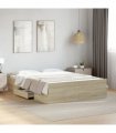 vidaXL Bed Frame with Drawers without Mattress Sonoma Oak 135x190 cm