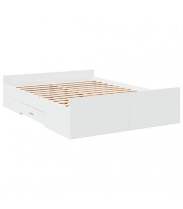vidaXL Bed Frame with Drawers without Mattress White 120x190 cm