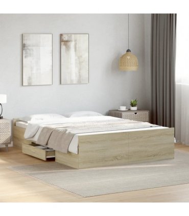 vidaXL Bed Frame with Drawers without Mattress Sonoma Oak 120x190 cm